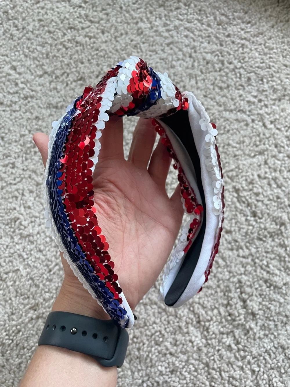 Sequin Knotted Headband in Red White & Blue - Patriotic USA Fourth of July